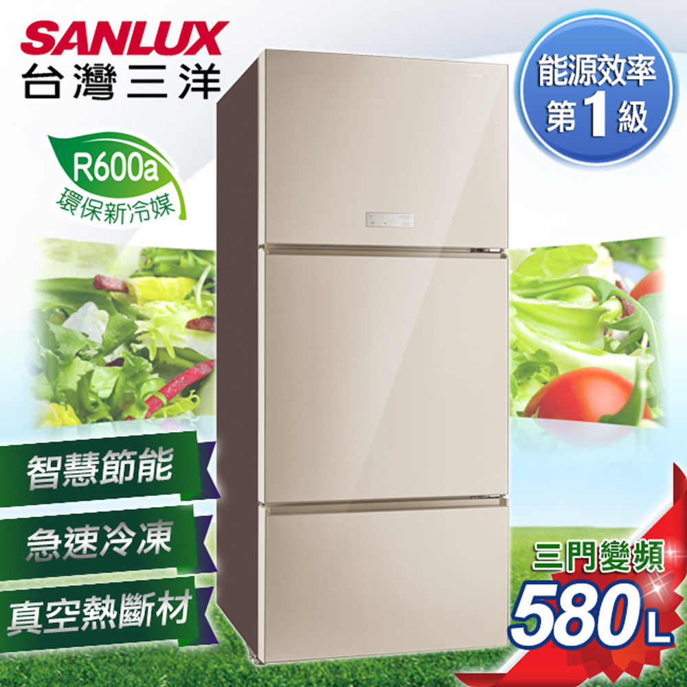 【sanlux台湾三洋】580l三门直流变频冰箱 sr-c580cvg