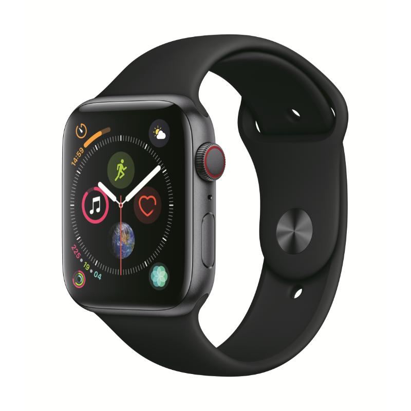 
    Apple Watch S4 LTE 44mm 太空灰色鋁金屬-黑色運動型錶帶