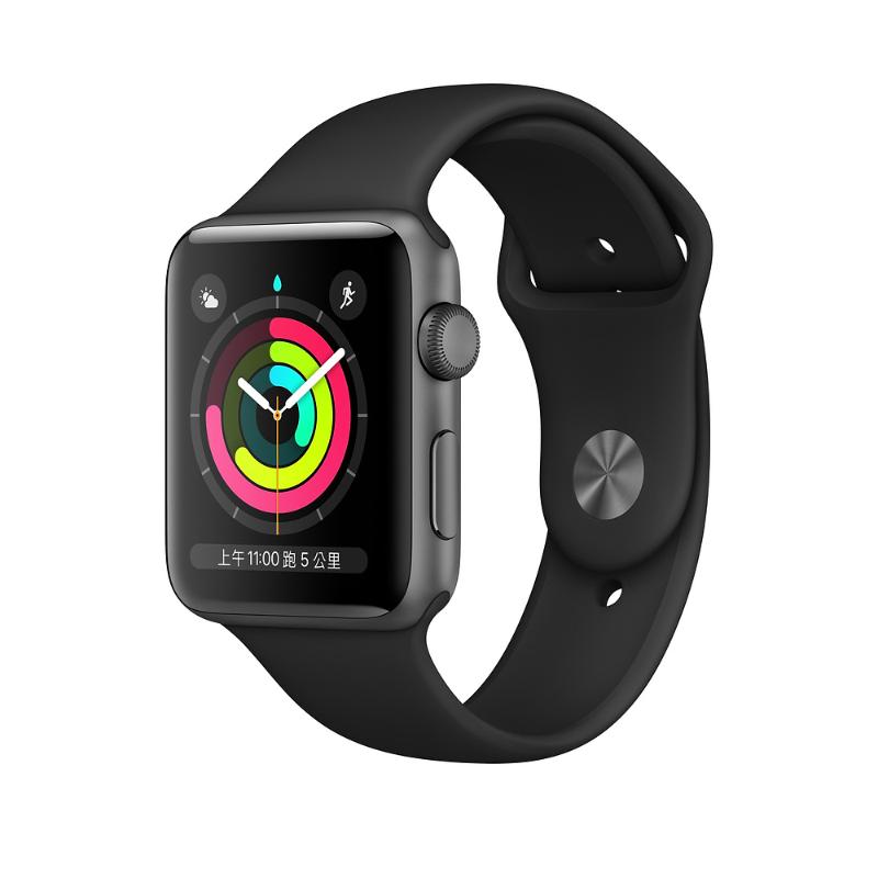 
    Apple Watch S3 GPS 42mm 太空灰色鋁金屬-黑色運動錶帶 (2019版)