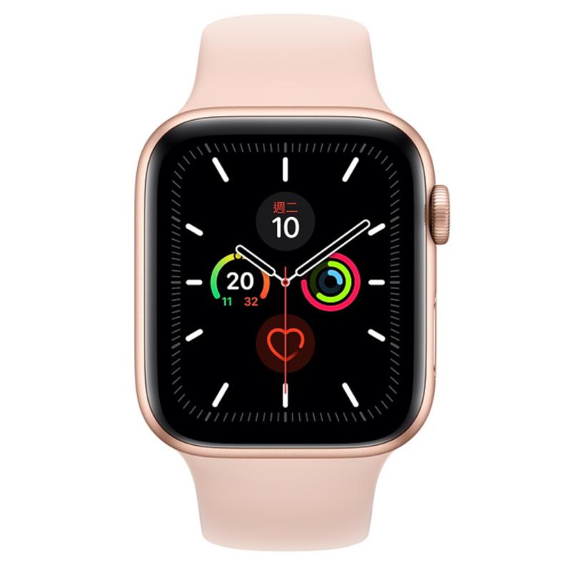
    Apple Watch S5 LTE 44mm 金色鋁金屬-粉沙色運動型錶帶