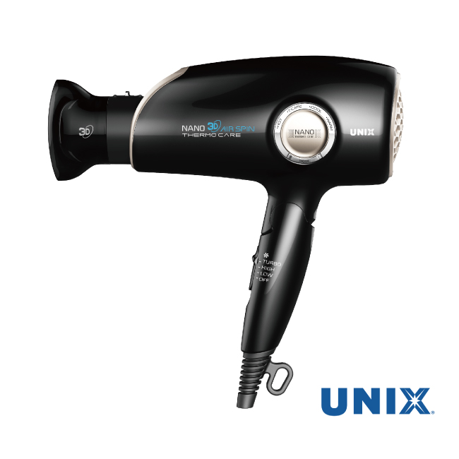 
    UNIX 3D水護髮頂級吹風機(時尚黑)+贈品 USB插電迷你直髮器(綠)