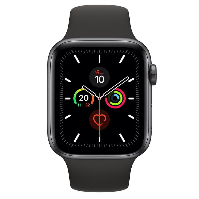 
    Apple Watch S5 LTE 44mm 太空灰色鋁金屬-黑色運動型錶帶