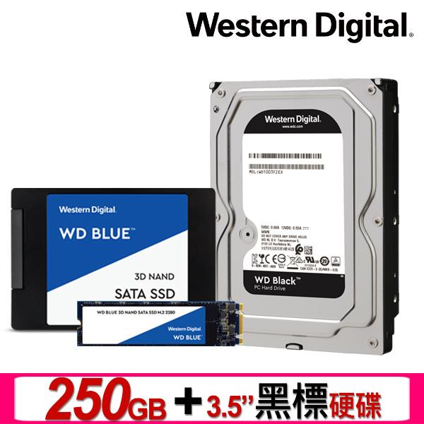 WD 2.5吋 250GB SSD + 3.5吋黑標硬碟(可替換容量)