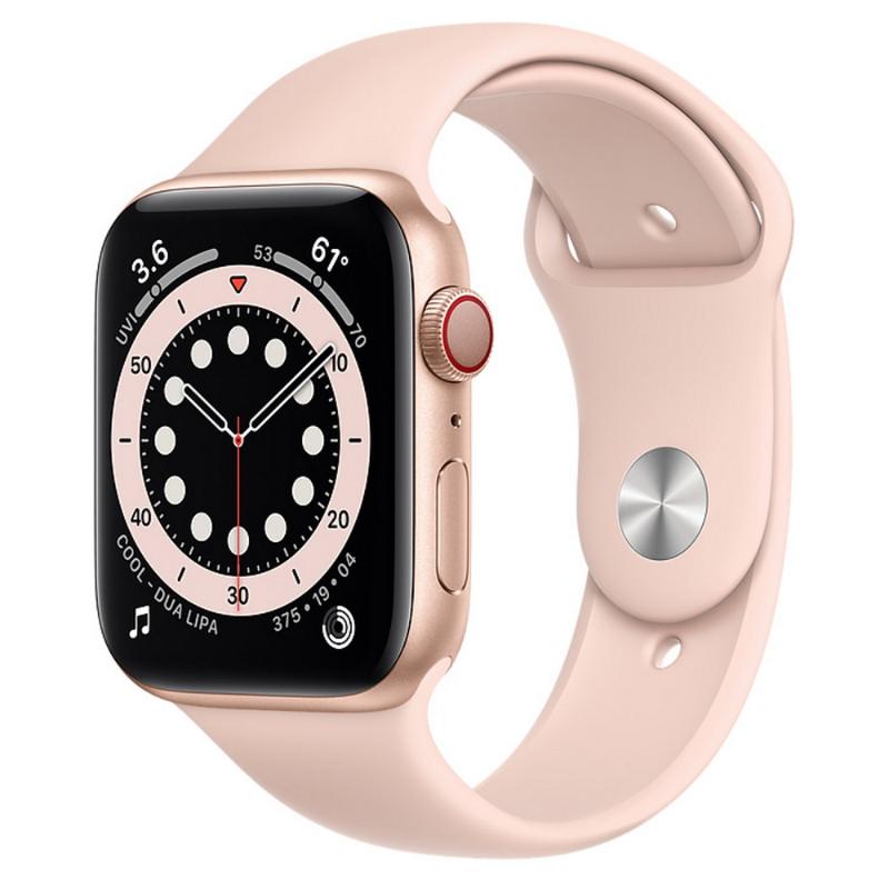 預購 Apple Watch S6 LTE 44mm 金色鋁金屬-粉沙色運動型錶帶