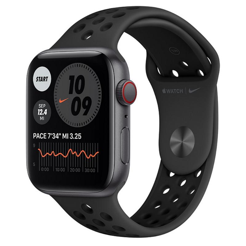 預購 Apple Watch SE LTE 44mm 太空灰色鋁金屬-Nike運動型錶帶