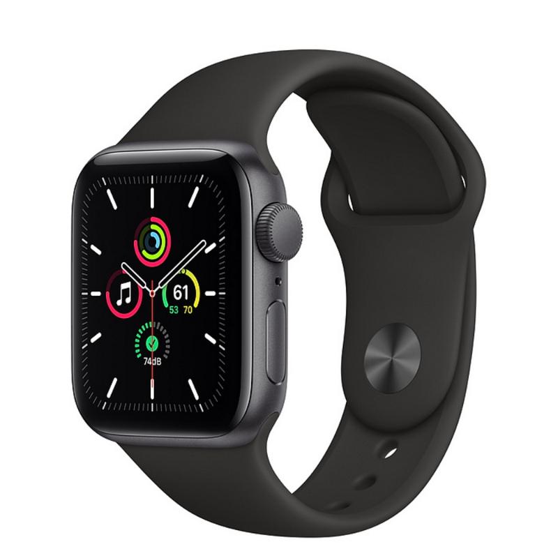 預購 Apple Watch SE GPS 40mm 太空灰色鋁金屬-黑色運動型錶帶