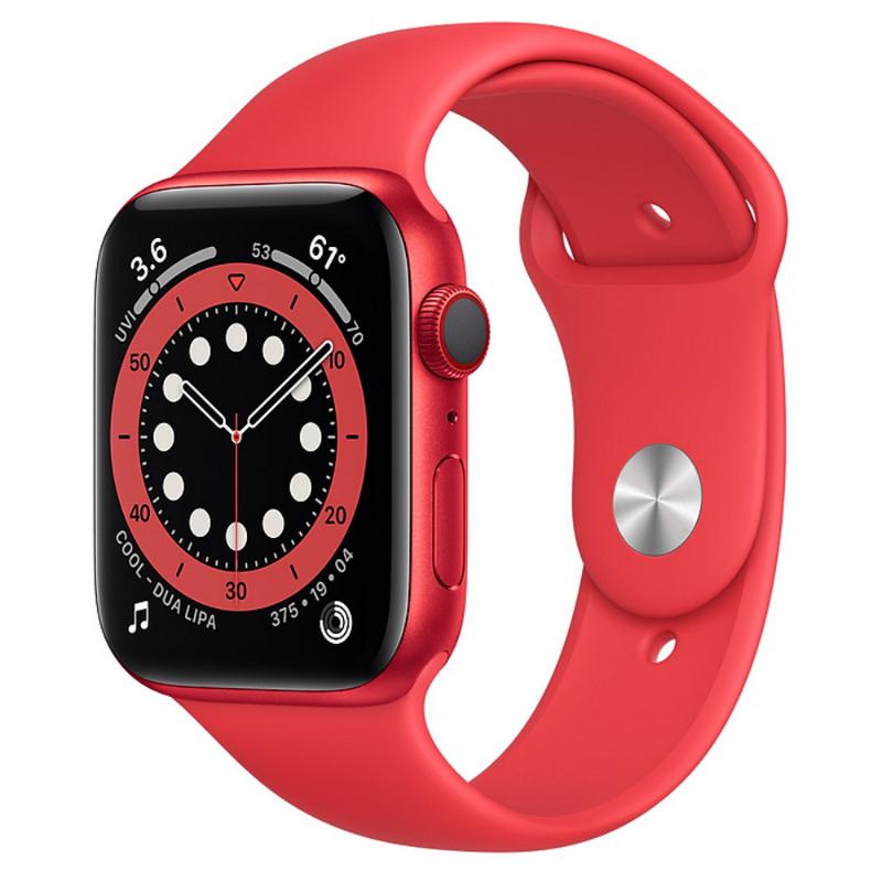 預購 Apple Watch S6 LTE 44mm 紅色鋁金屬-紅色運動型錶帶