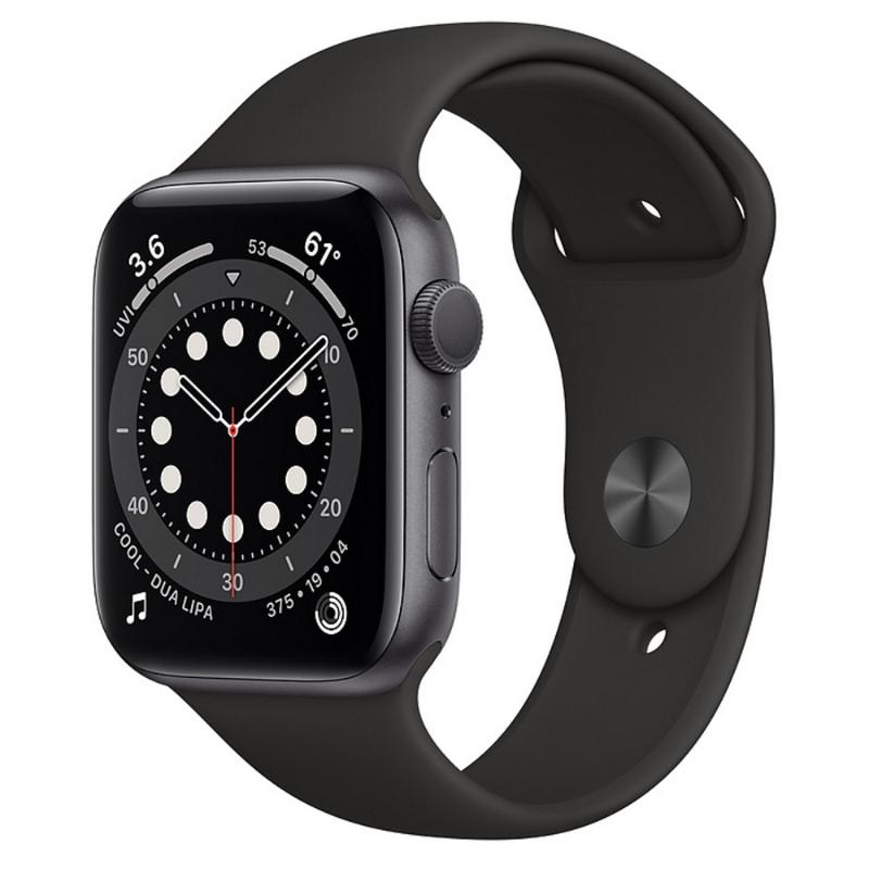 預購 Apple Watch S6 GPS 44mm 太空灰色鋁金屬-黑色運動型錶帶