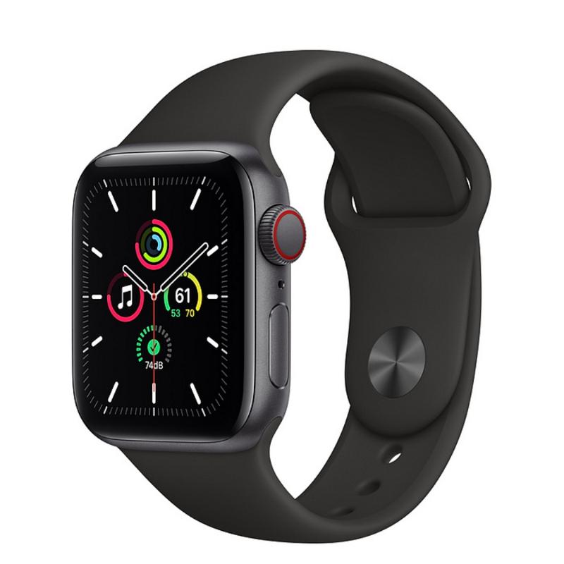 預購 Apple Watch SE LTE 40mm 太空灰色鋁金屬-黑色運動型錶帶