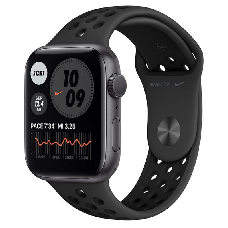 預購 Apple Watch S6 GPS 44mm 太空灰色鋁金屬-Nike運動型錶帶