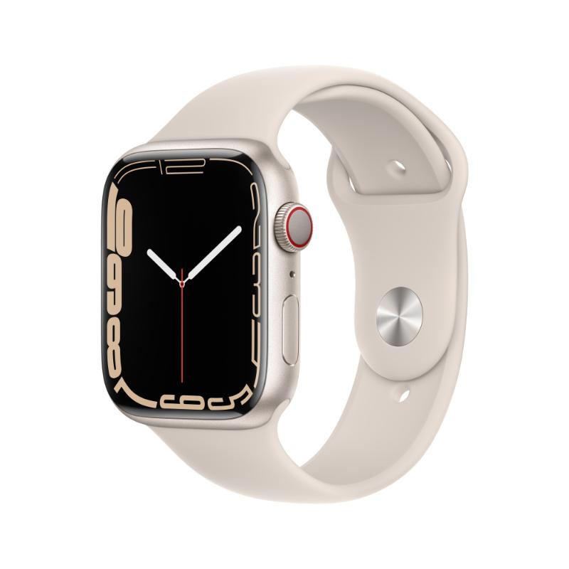 Apple Watch S7 LTE 45mm 星光鋁金屬-星光色運動型錶帶【預約賣場】