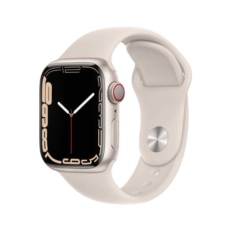Apple Watch S7 LTE 41mm 星光鋁金屬-星光色運動型錶帶【預約賣場】