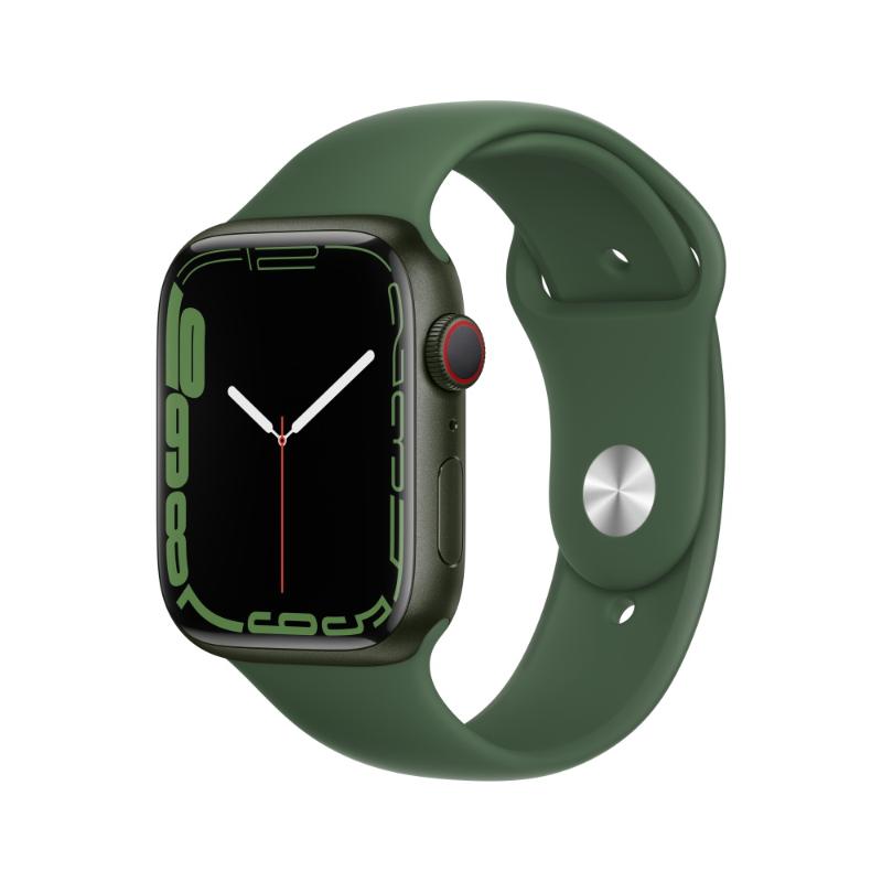 Apple Watch S7 LTE 45mm 綠色鋁金屬-三葉草色運動型錶帶【預約賣場】