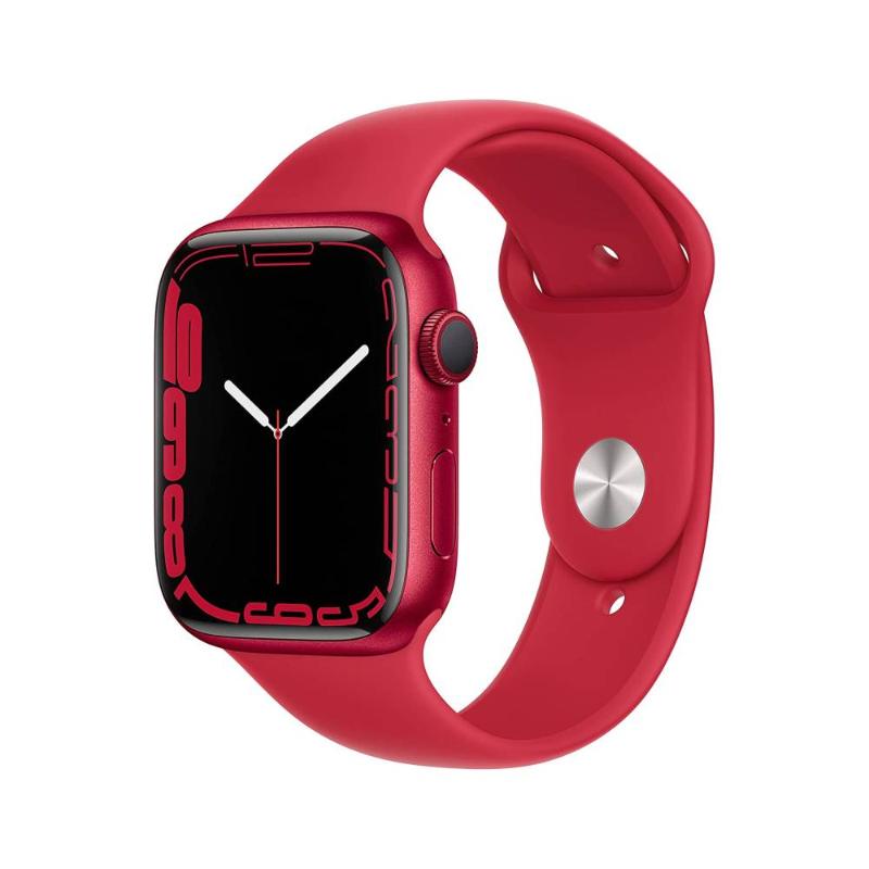 Apple Watch S7 GPS 45mm 紅色鋁金屬-紅色運動型錶帶【預約賣場】