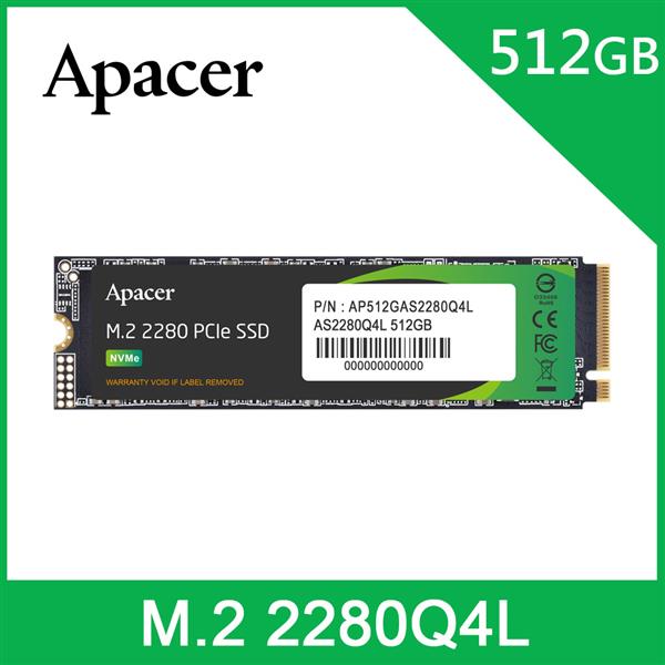 Apacer 宇瞻 AS2280Q4L 512GB M.2 PCIe 4.0 SSD