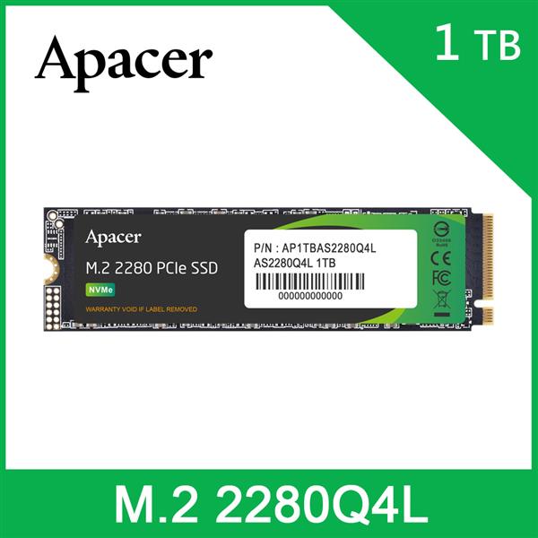 Apacer 宇瞻 AS2280Q4L 1TB M.2 PCIe 4.0 SSD