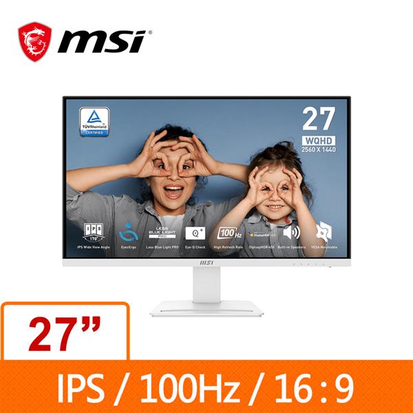 微星MSI PRO MP273QW E2(白色) (100HZ)(27吋顯示器)