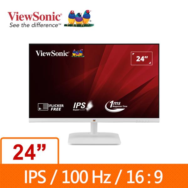 優派ViewSonic VA2432-H-W(白)23.8吋IPS液晶顯示器