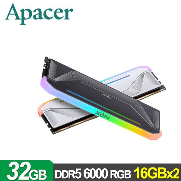 Apacer 宇瞻 NOX DDR5 6000 32GB(16Gx2) RGB桌上型超頻電競記憶體 (黑)