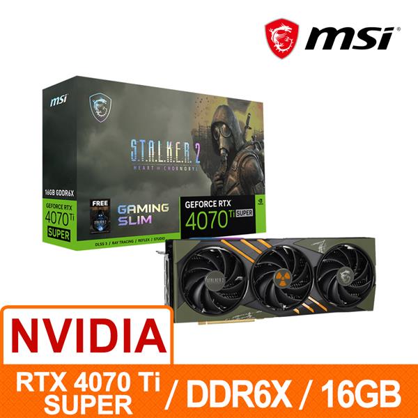 微星MSI RTX 4070 Ti SUPER 16G GAMING SLIM STALKER 2 EDITION 顯示